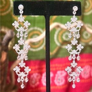 Elegant Silver Crystal Drop Earrings